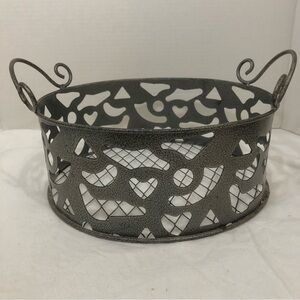 Metal Tray Basket With Handles 10 Inch Wide Home Decorative Accent